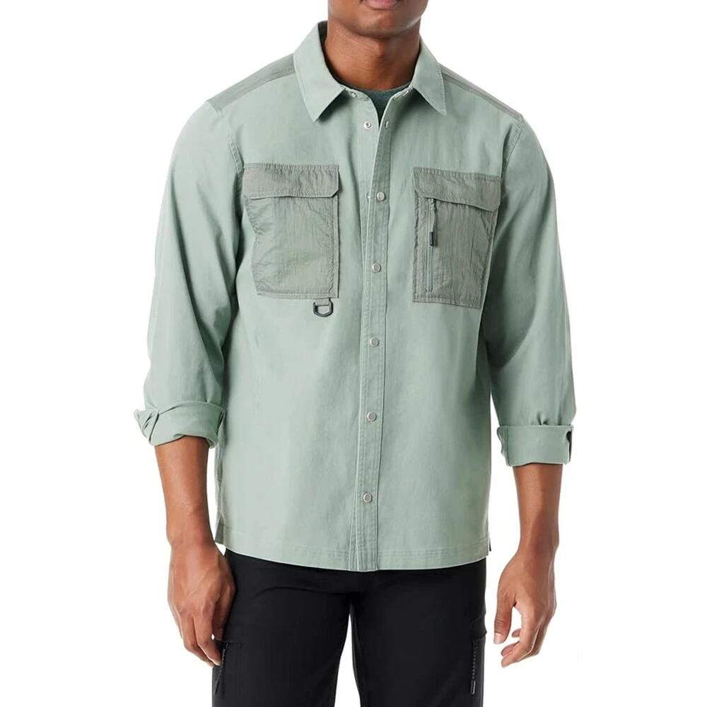 NWT Bass Outdoor Long Sleeve Stretch Button-Up Worker Shirt Lily Pad Men Size XL